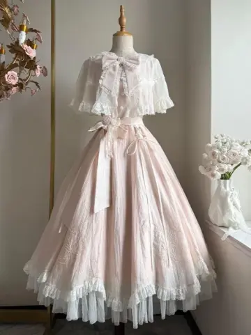 Princess Style Champagne A-Line High Collar Lace Hem Midi Birthday Dress RS605