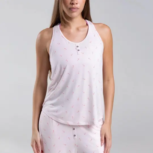 Sleep Tank Candy Cane Ditsy