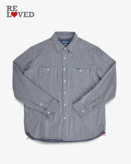 8oz Herringbone Hickory Stripe Work Shirt - Indigo (IHSH-366-IND) Size XXXXL