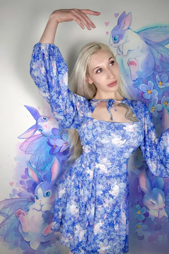 Skvader Among the Flowers Shrug Bishop Dress