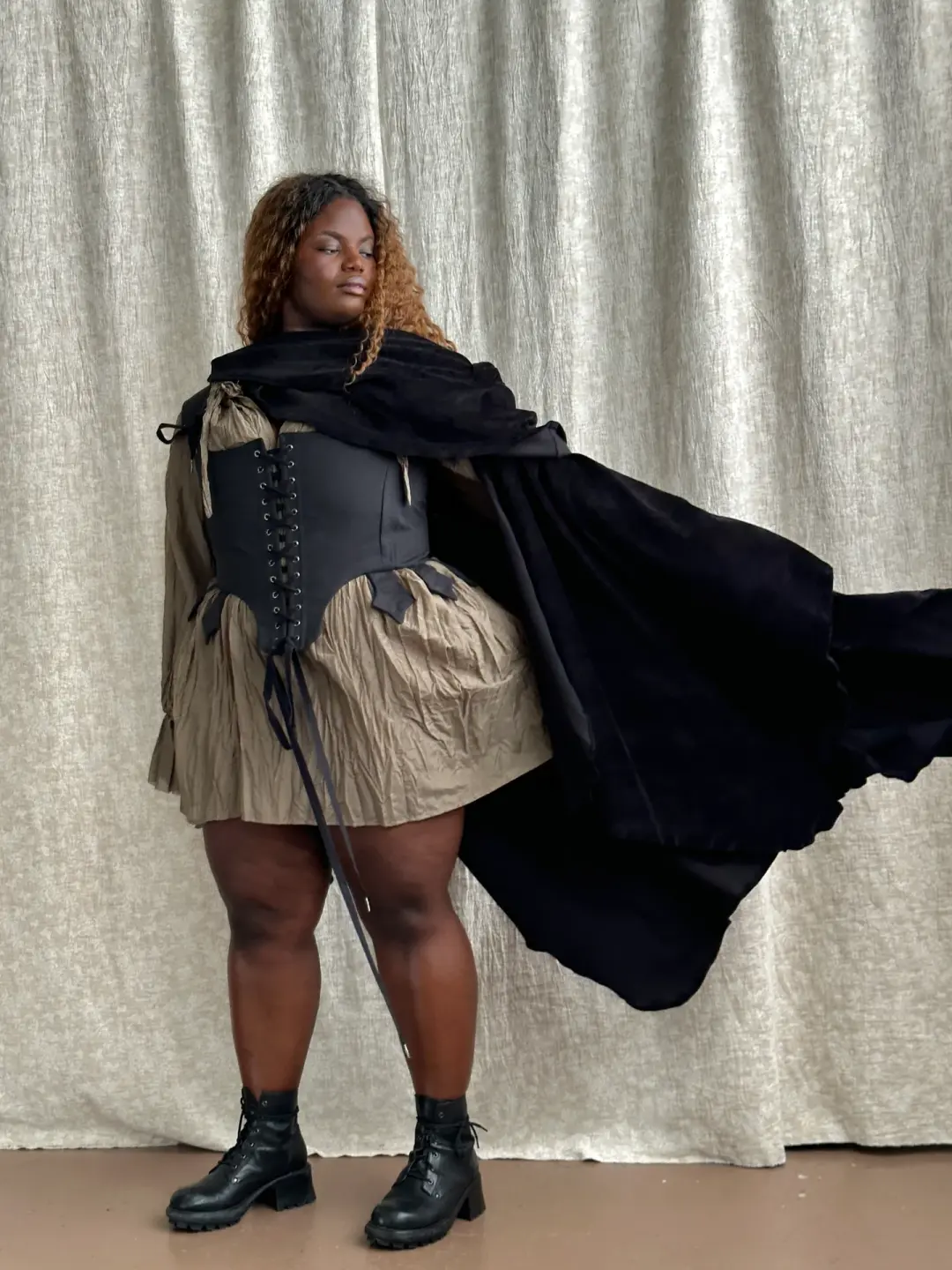 FW '26: Mythic Cape in Black Cotton Velour (Pre-Order)
