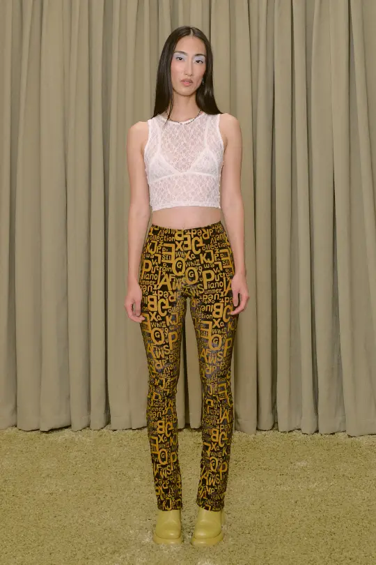 Wordy Mesh Scrunch Pants
