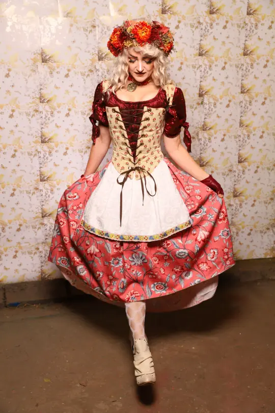Hobbit Tulip Skirt + Apron ONLY in Autumn Poppy Floral - Oktoberfest Sets Collection