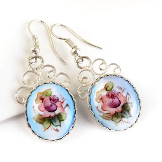 Russian Blue Finift Earrings