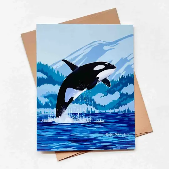 Leaping Orca Greeting Card