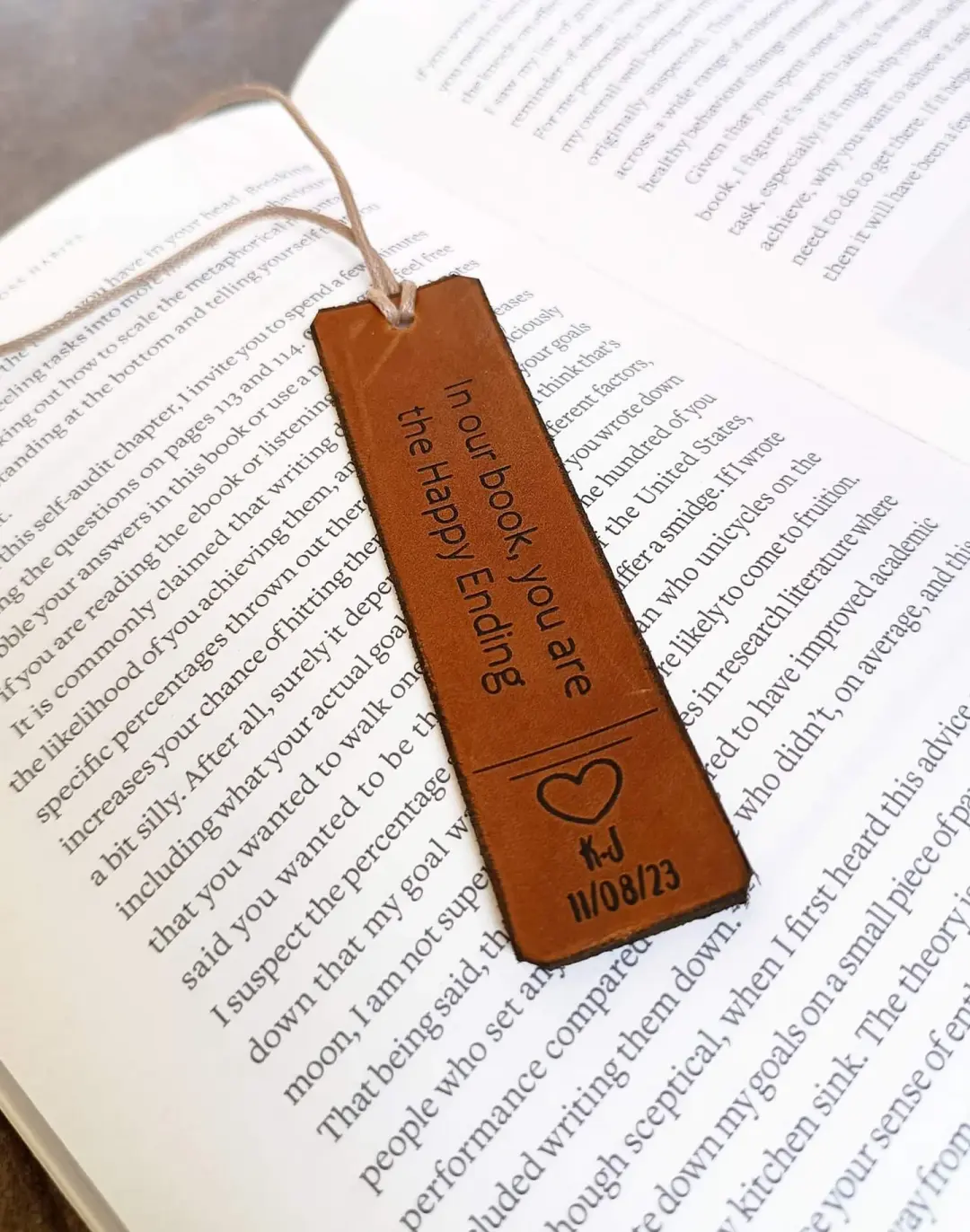 Anniversary Leather Bookmark | Personalized Gift for Couples