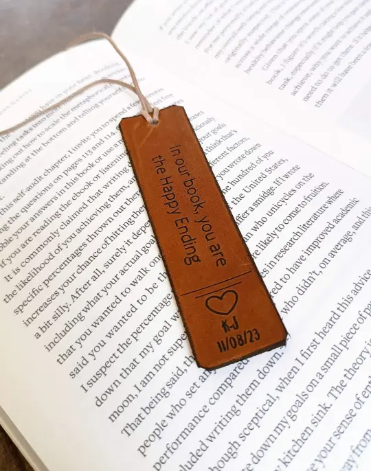 Anniversary Leather Bookmark | Personalized Gift for Couples