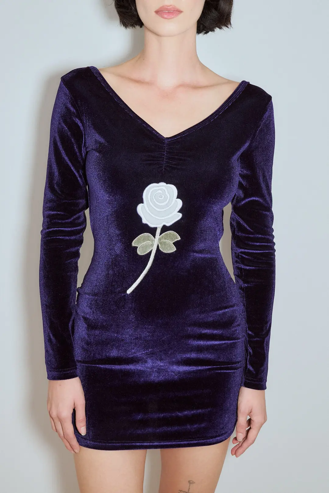 Diana Bear Velvet Rose Backless Mini Dress