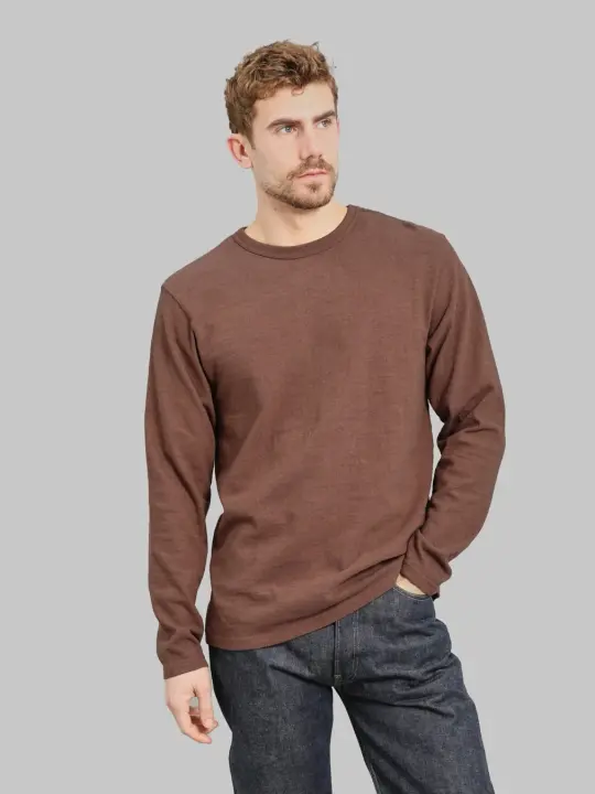 UES  No.8 Slub Nep Long Sleeve T-Shirt Coffee