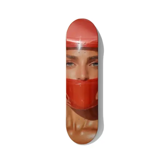 Red Helmet Portrait Conceptual Skateboard Art