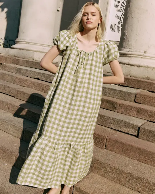 ICARIA tiered long linen dress