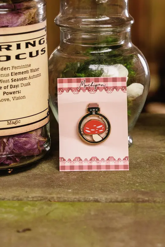 Potion Bottle Pin - Red Mushroom