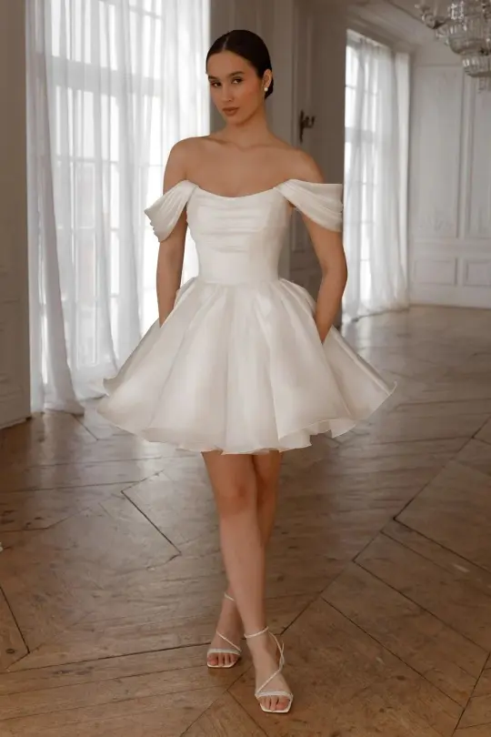 Gentle style one-shoulder tube top waist slimming A-line puffy skirt homecoming dress R3856