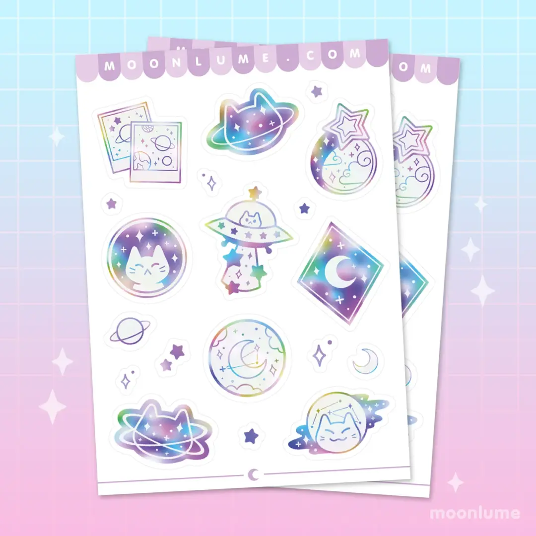 Meowter Space - matte vinyl sticker sheet