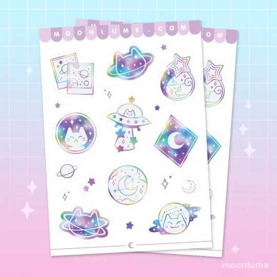Meowter Space - matte vinyl sticker sheet