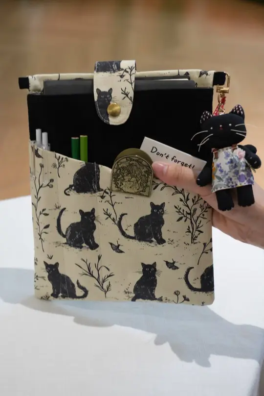 Black Cats on Cream | Book & Journal Sleeve with Pocket (Charms Sold Separately)