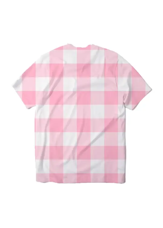 3XL huge pink gingham print tee