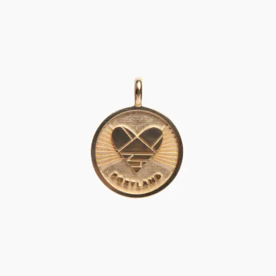 14k Gold Heart + Portland medallion (chain optional)
