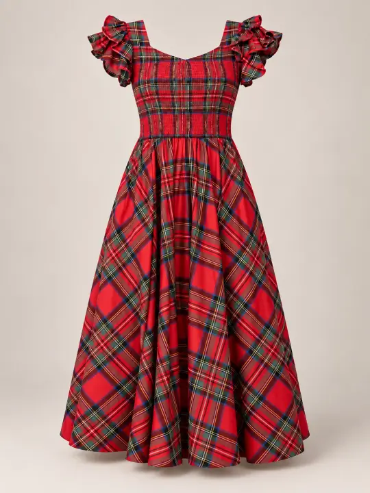 Hattie Dress in Holiday Plaid
