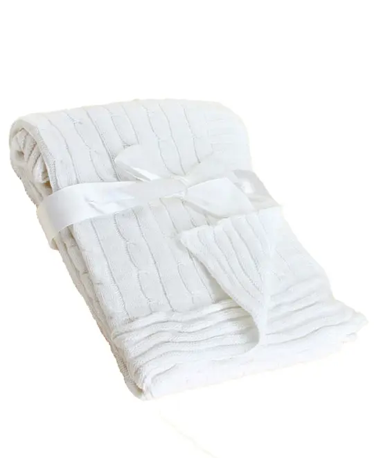 Baby Mode Signature Baby Boys and Baby Girls Cotton Cable Knit Baby Blanket, Off White