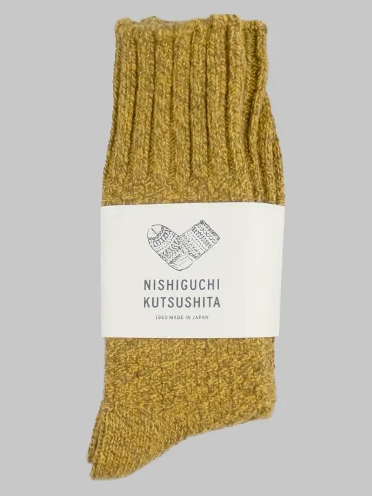 Nishiguchi Kutsushita Wool Cotton Boot Socks Mustard