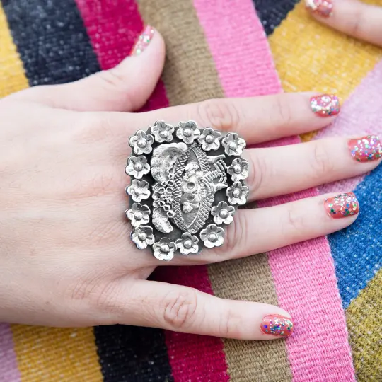 Sterling Silver Large Royal Calavera Catrina Ring
