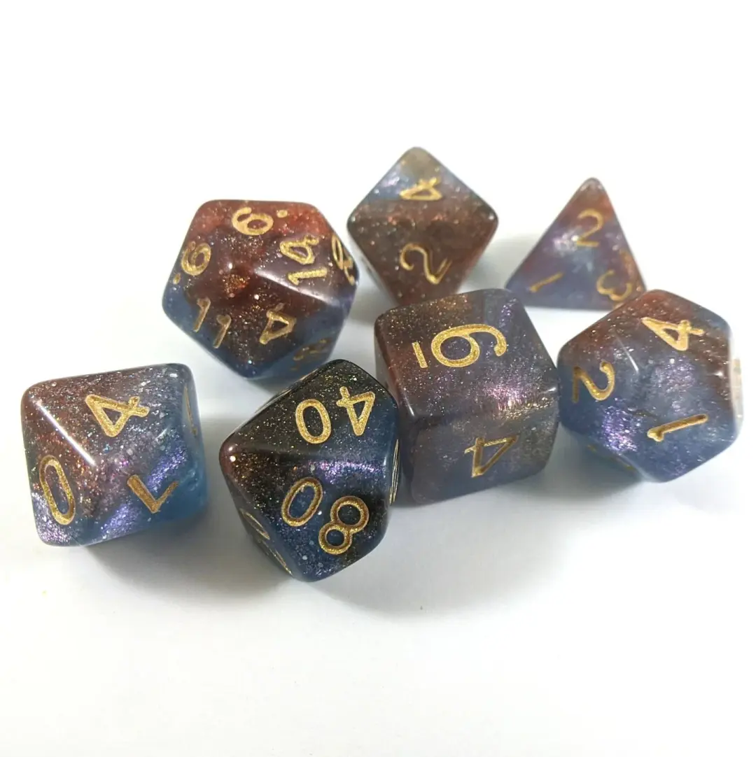 Orion Nebula Dice Set – 7-Piece Lavender Purple Maroon Shimmer DnD Dice