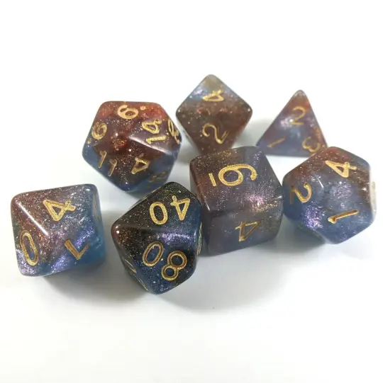 Orion Nebula Dice Set – 7-Piece Lavender Purple Maroon Shimmer DnD Dice