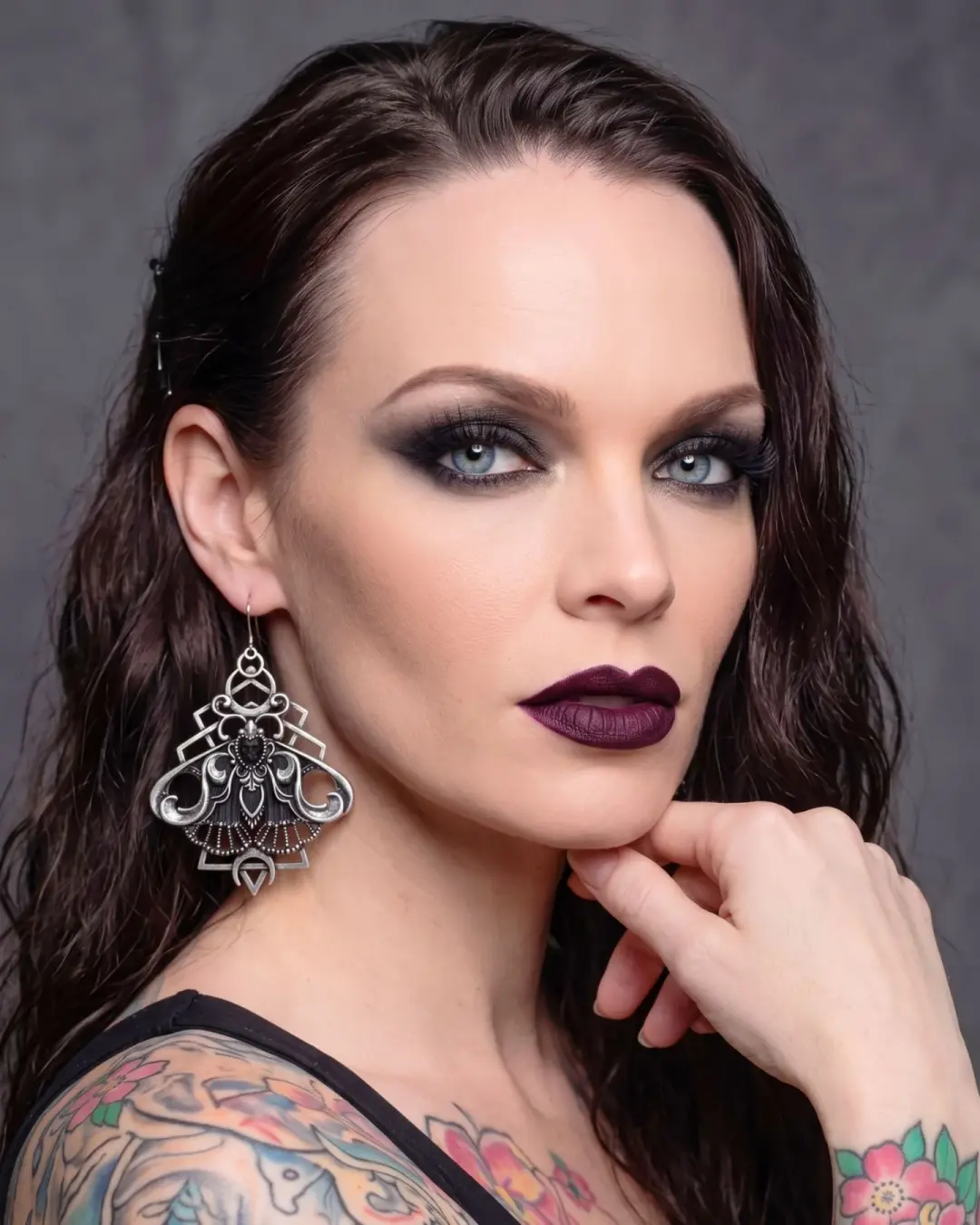 Killstar Nightfly Silver Gothic Death Moth Skull Crescent Moon Hook Earrings
