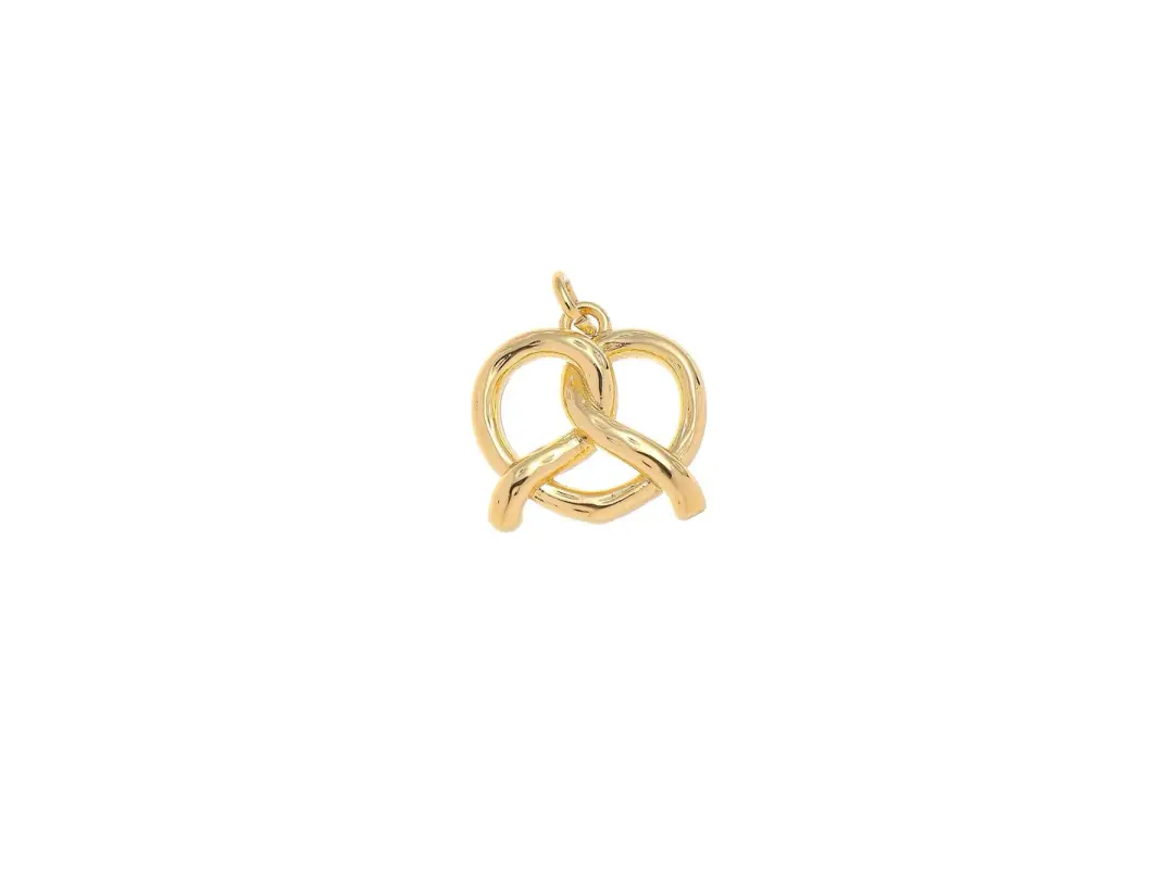 Gold Pretzel Charm Pendant for Bracelet Necklace CPG1521