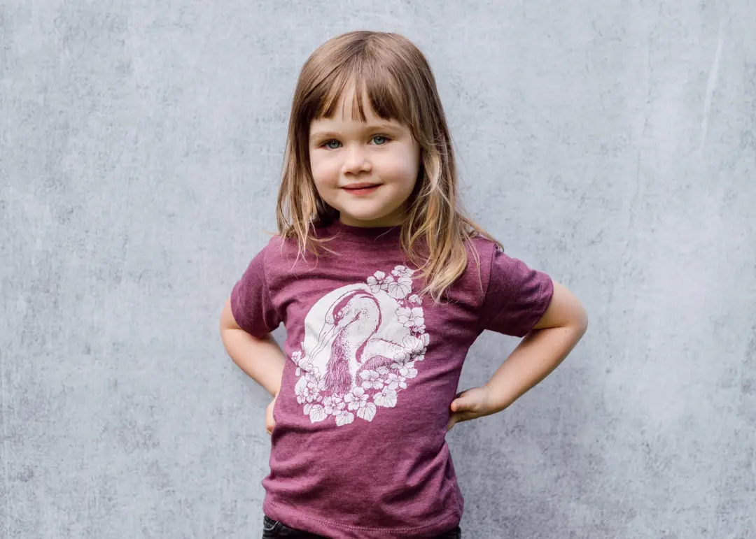 Heron and Nasturtium Kids T-shirt