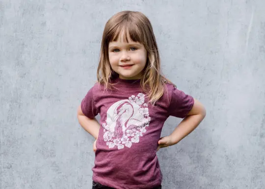 Heron and Nasturtium Kids T-shirt