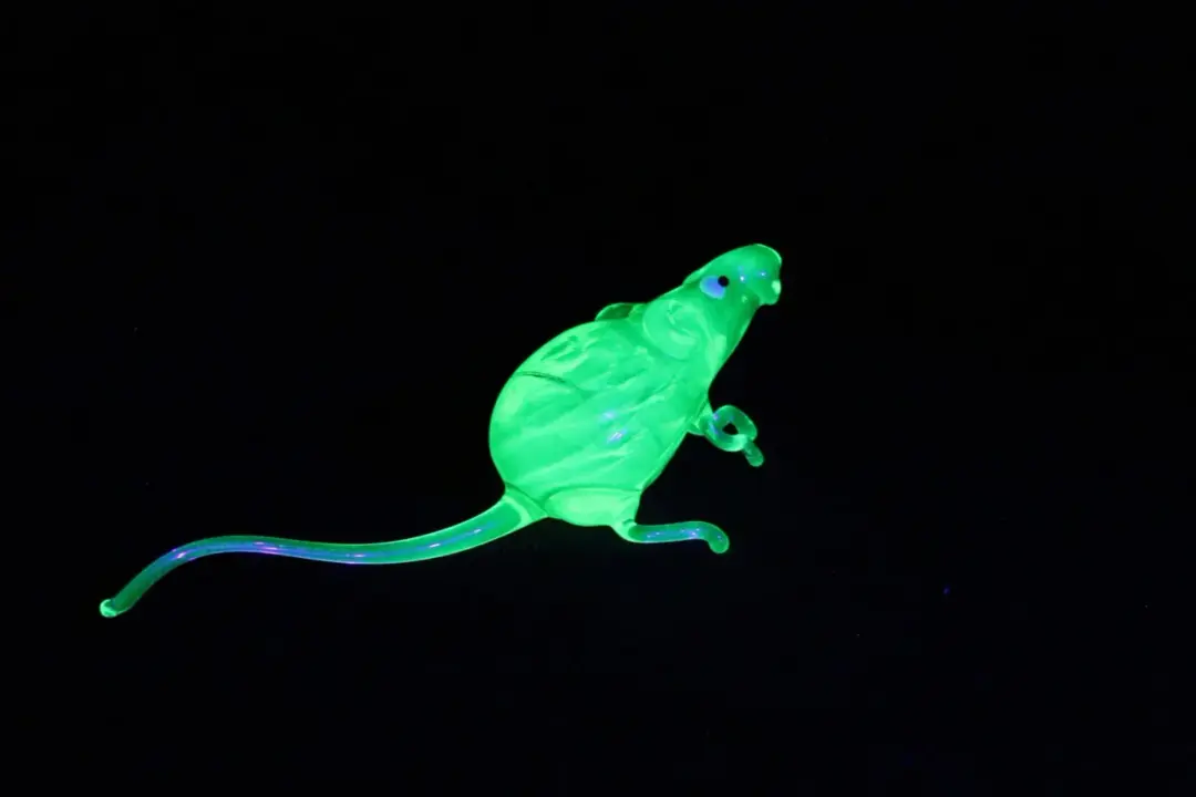Lampwork Uranium Glass Rat | Glows Under UV | Unique Mouse Sculpture