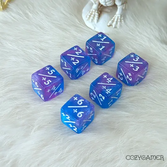 Positive Counter Dice Set, Starry Sky, 6 Glitter Acrylic D6