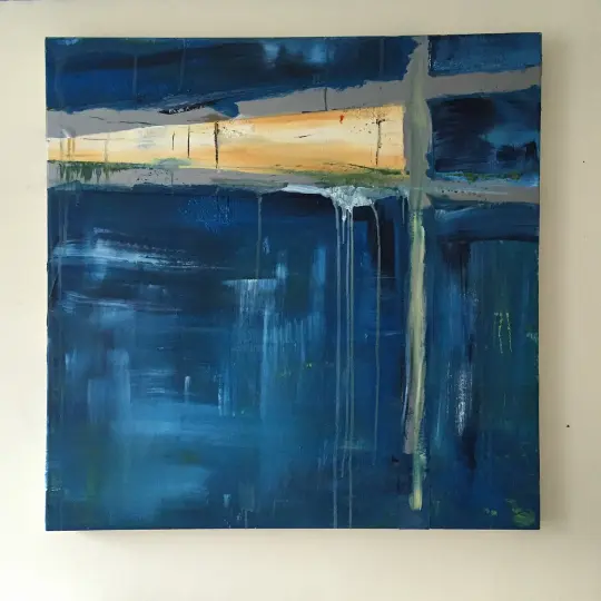 SHELTER #1  - Acrylic on canvas with tape, 80 x 80cms