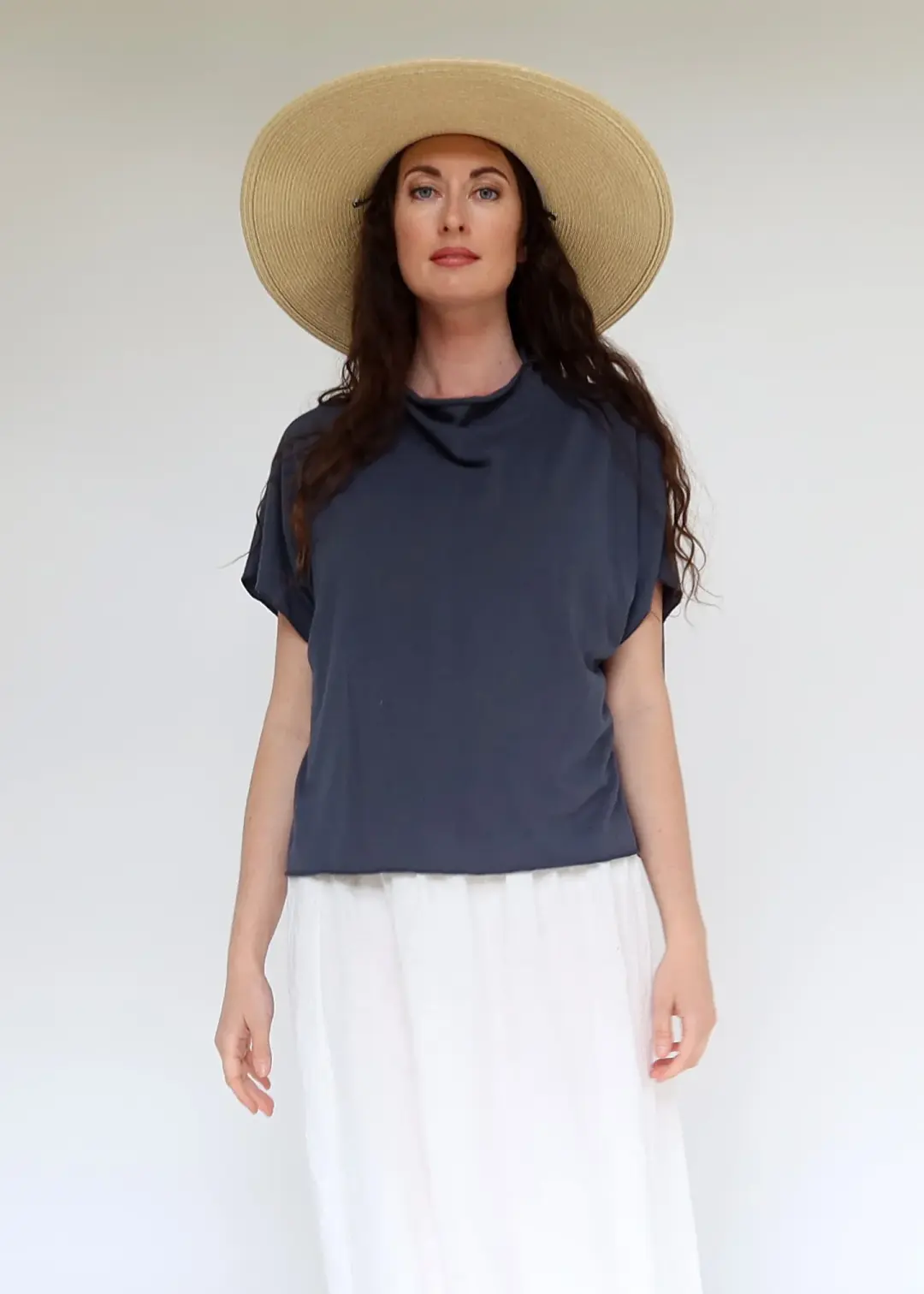 Roll Neck Poppy Cropped Shirt Kaftan
