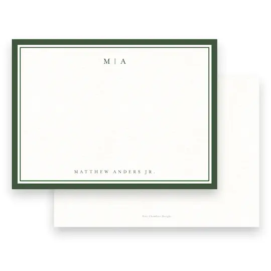 Men's Green Modern Logo with Double Border Stationery
