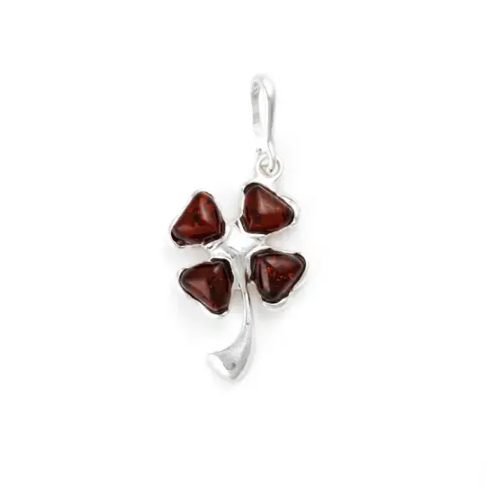 Lucky Amber Shamrock Pendant