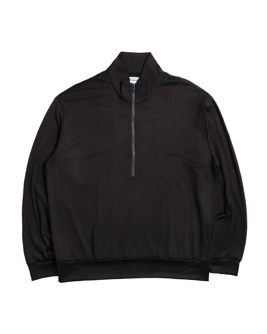 marka Half-Zip Stand Collar Super 100's Washable Wool Jersey Dark Brown