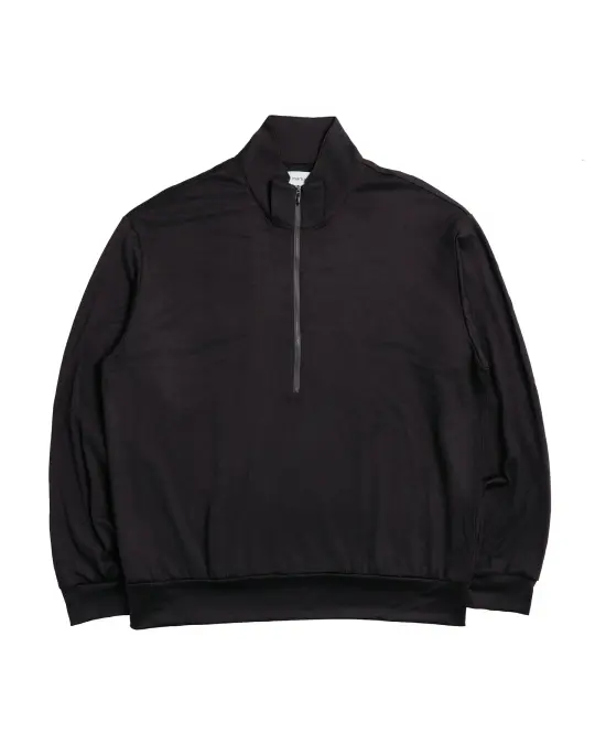 marka Half-Zip Stand Collar Super 100's Washable Wool Jersey Dark Brown