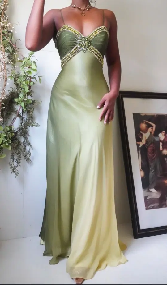 Elegant Bud Green A-Line Sweetheart Long Women Dress with Beaded Evening Dress Prom Dress RS105