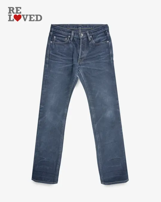 21oz Selvedge Denim Slim Tapered Cut Jeans - Indigo Overdyed Black (IH-777s-21od) Tag 29, Hemmed to 32.0"