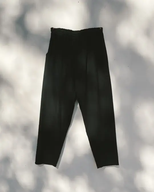 Deck Pants in Handwoven Cotton, New Moon Black