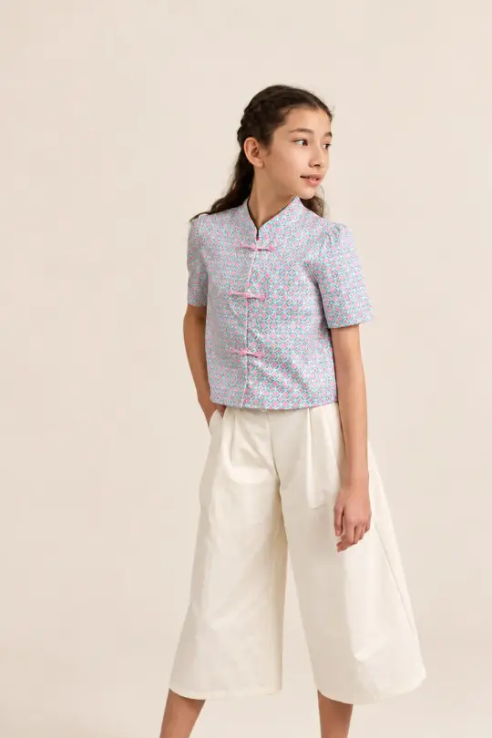 Ashley Top - Pink Teal Mosaic