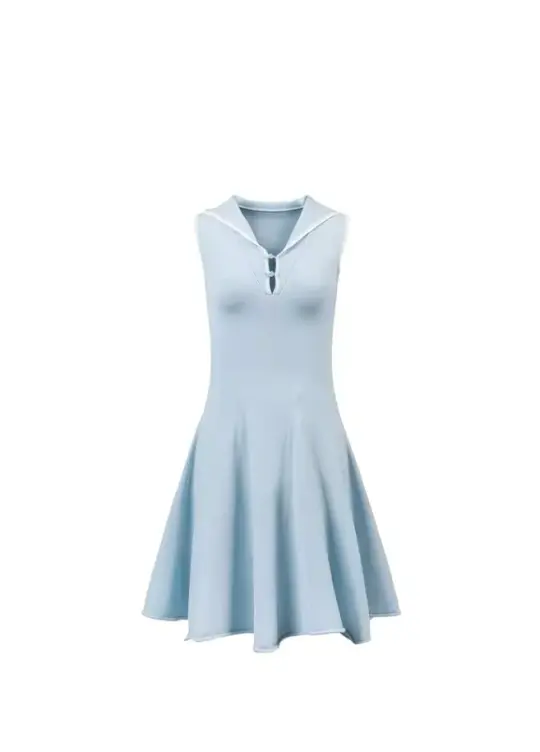 Sailor suit waist slim fit sleeveless vest dress female design blue petite short skirt R3345