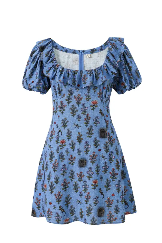Ms. Honey's Trauma Soft Linen Ruffle Mini Dress