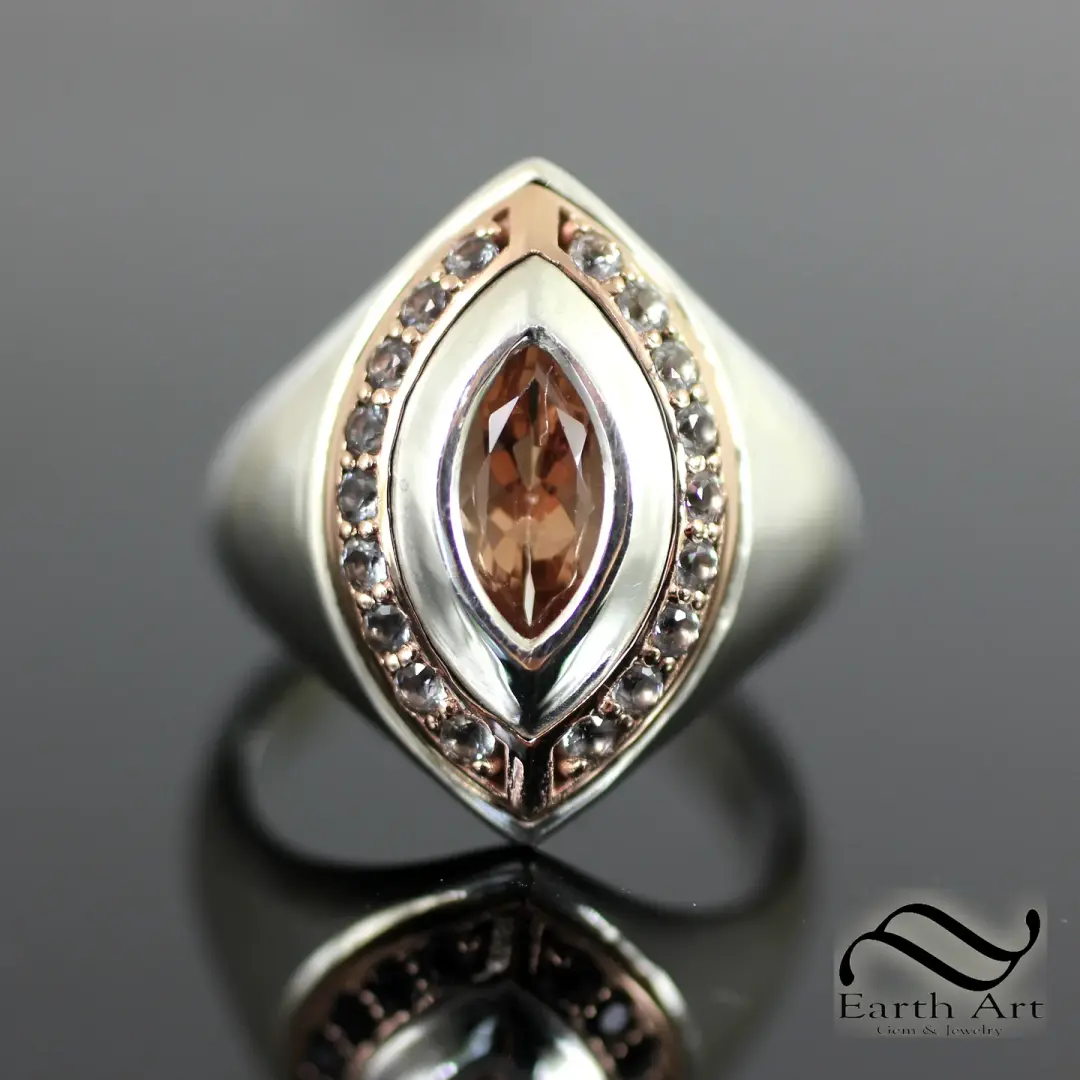 Marquise Sunstone Halo Cocktail ring