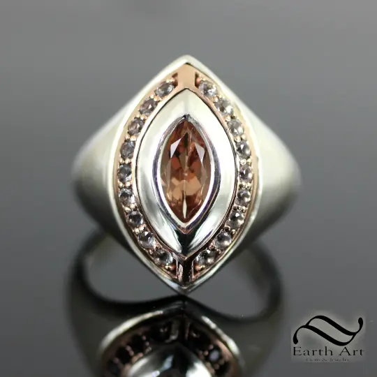 Marquise Sunstone Halo Cocktail ring