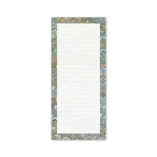 Colorful peacock marbled print blank with lines list size notepad