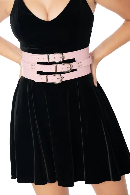 Pastel Pink The Offsider Triple Buckle Belt